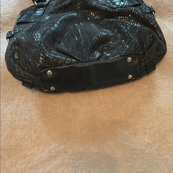 B. Makowsky Black Shoulder Bag with Silver Hardware - Picture 4 of 12